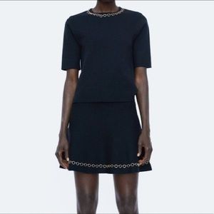 Zara skirt set with chain ( knit fabric)
